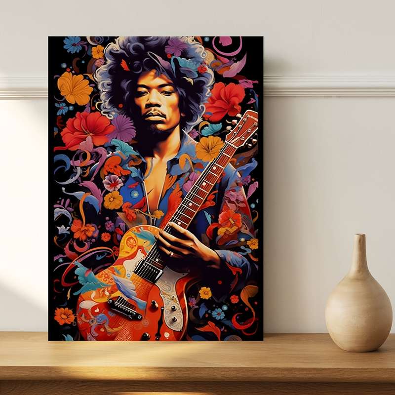 1pc Vibrant Jimi Hendrix Electric Guitar Canvas Poster Unframed 30.48x45.72 cm Wall Art with Colo
