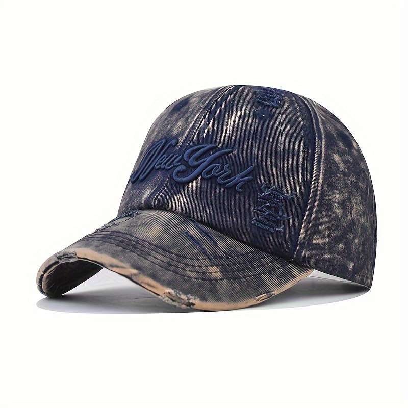 1pc Vintage Distressed Cotton Baseball Cap with Embroidery Adjustable Drawstring Closure Lightwei