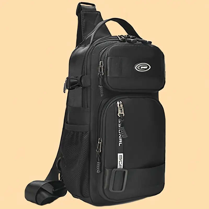1pc Men'S Casual Nylon Sling Bag Multifunctional Crossbody Chest Pack Large Capacity Adjustable Stra