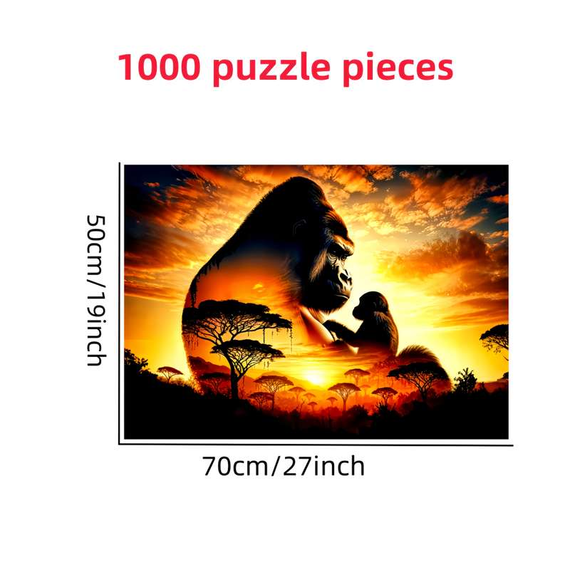 1000pcs Gorilla DIY Puzzle Thick And Durable Rectangle Paper Puzzle Portable Mixed