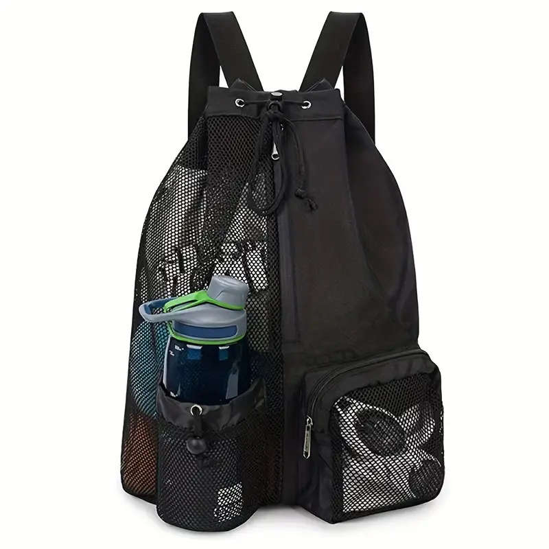 1pc Swimming Bag Mesh Drawstring Backpack with Wet Bag Beach Backpack Outdoor Water Fitness Gym Back