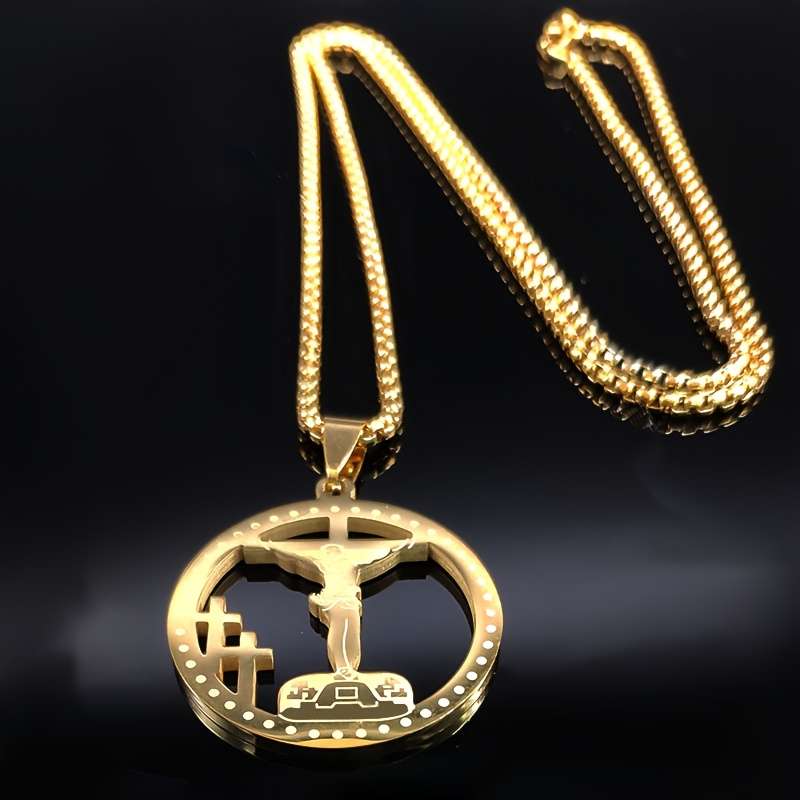 1 Piece Golden Jesus Theme Pendant