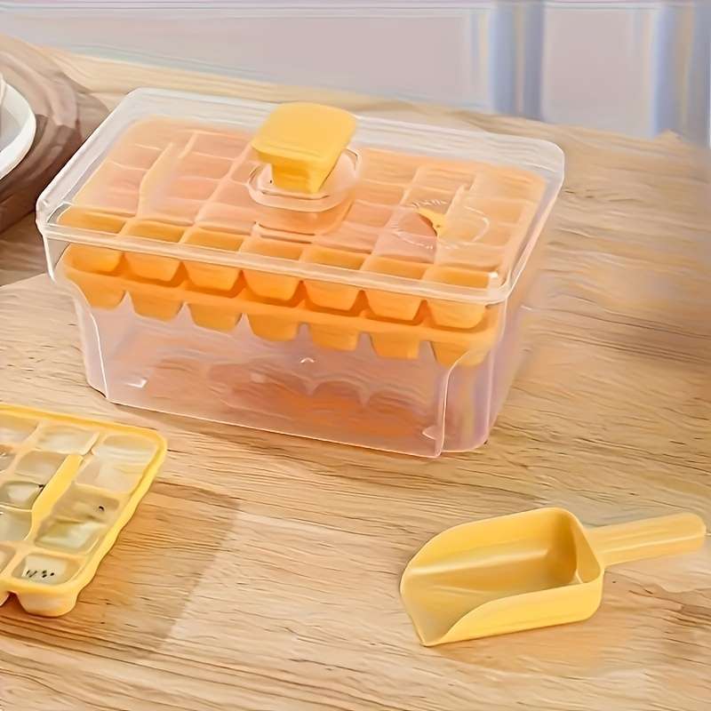 68-Cavity Double-Layer Press Type Ice Cube Tray with Storage Box Quick-Freeze Ice Maker for B