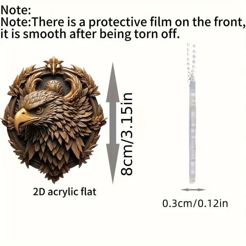1pc 2D Flat    Acrylic Eagle Pendant Intricate Feather Design Car Hanging Ornament Bac