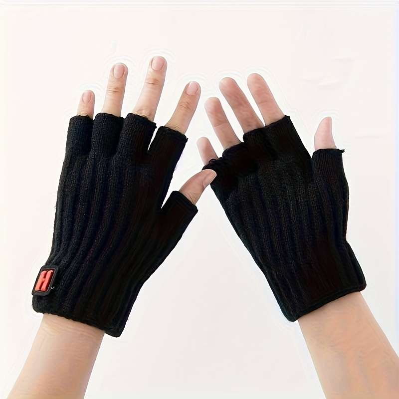 1 Pair Coffee Color Warm Touchscreen Fingerless Gloves
