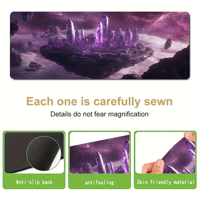 1pc 30x80cm Vibrant Purple Crystal Fantasy Gaming Mouse Pad Non-Slip Rubber Base