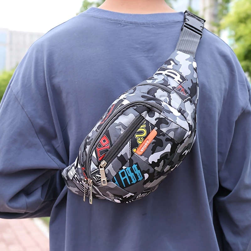 1pc Leisure Sports Outdoor Waist Bag Shoulder Messenger Bag Chest Bag Wear-Resistant Oxford Cloth