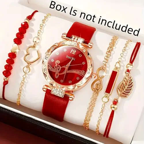 6pcs set Women's Watch Set Exquisite Women's Quartz Watch and Accessories Does Not Include Watch Box