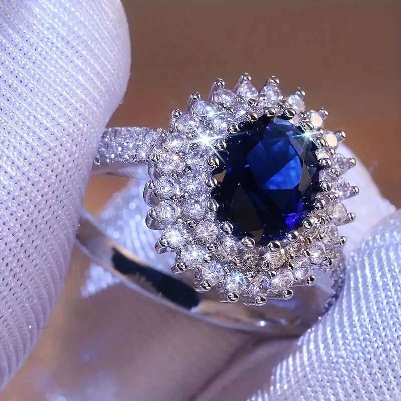 Plated White Gold Ring with Synthetic Faux Gemstones