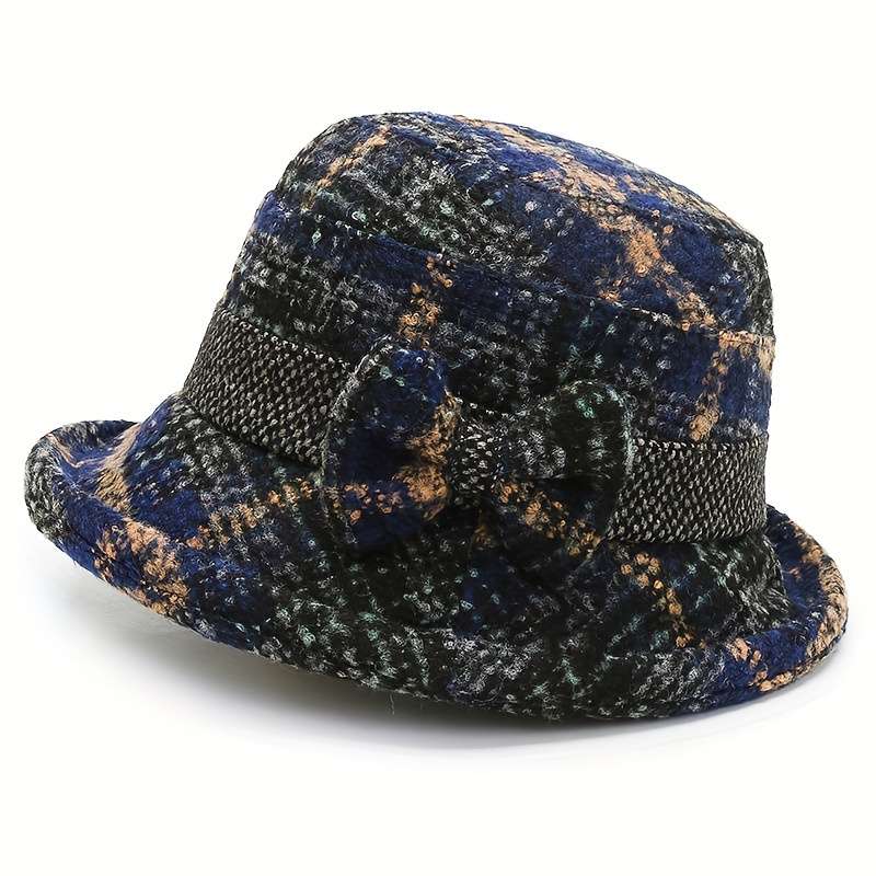 1pc Set Women'S Hat Stylish Vintage Style Autumn And Winter Fisherman'S Hat with Bow Design
