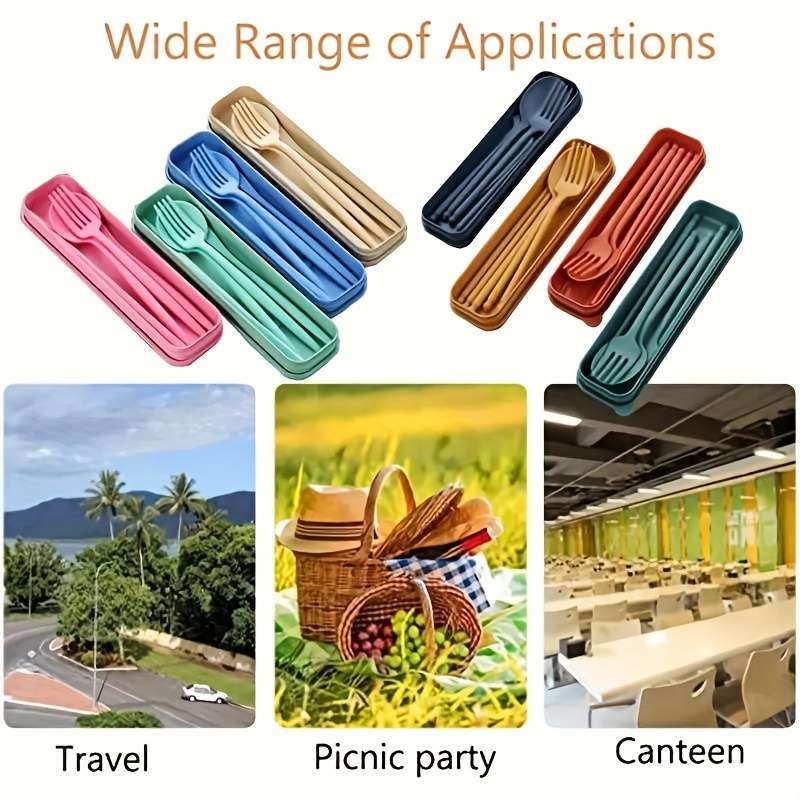 4pcs set Reusable Travel Cutlery Set With Storage Box Portable Tableware With Fork Spoon Kn