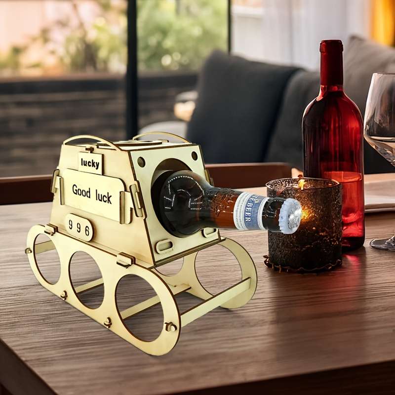 1pc Chic Wooden Wine Rack Holds 4 Bottles Perfect for Home Bar Kitchen Decor Ideal Christmas