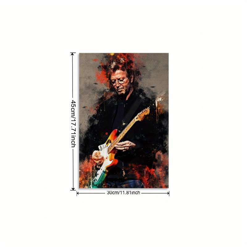 1pc  Eric Clapton Guitarist Canvas Art Vibrant 30.48x45.72cm Wall Decor Fiery Abstract Backgr