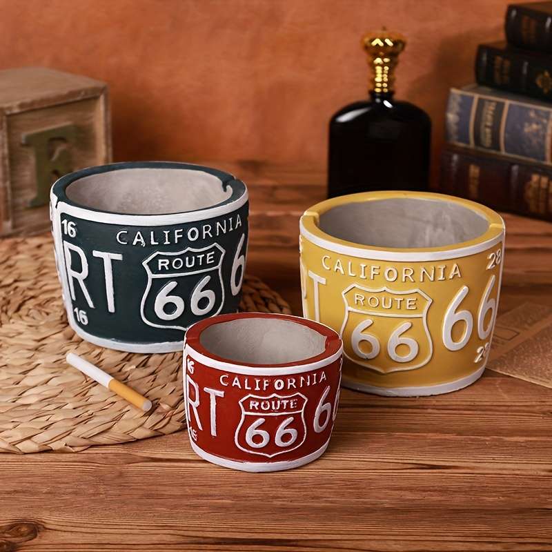 Vintage California Route 66 Resin Ashtray Multipurpose Creative Home Decor No Electricity Ne