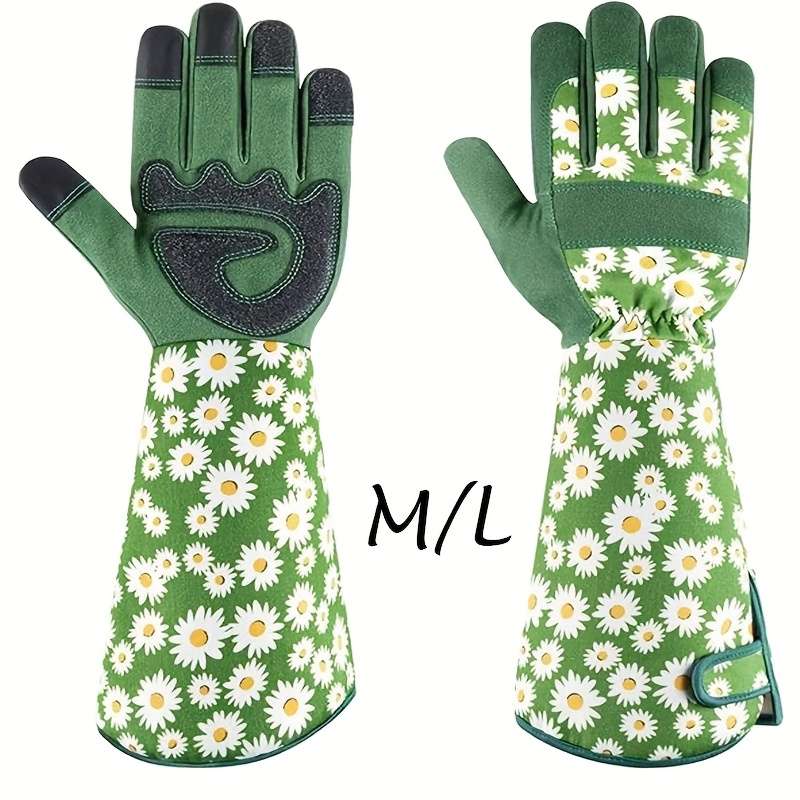 1 Pair Size L Green Long Multi Purpose Work Gloves