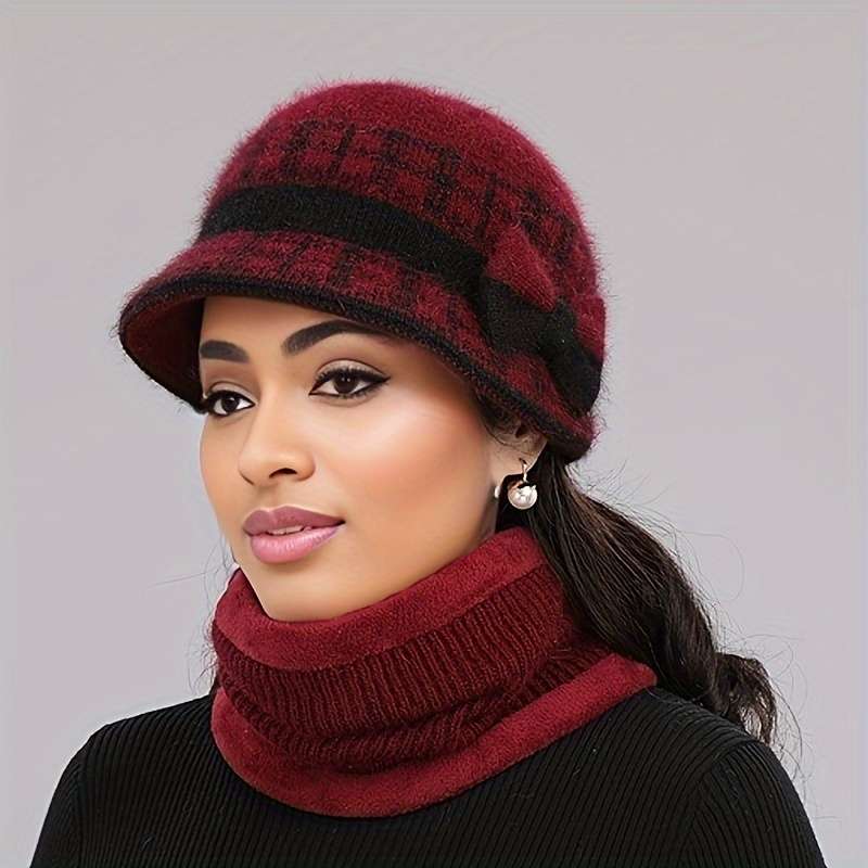 1pc  New Autumn and Winter Bow Decorated Knitted Hat Fashionable and Versatile Suitable f