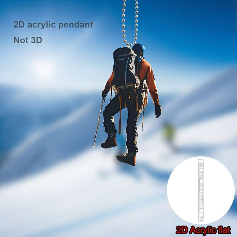 1pc 2D Flat   Acrylic Mountain Hiker Pendant Versatile Car Mirror Backpack Keychain Decor