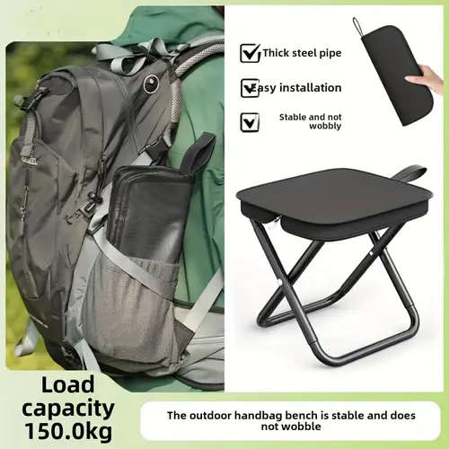 1Pc Lightweight Iron Alloy Frame Folding Chair  Portable Outdoor Picnic Camping Stool With Carry Bag