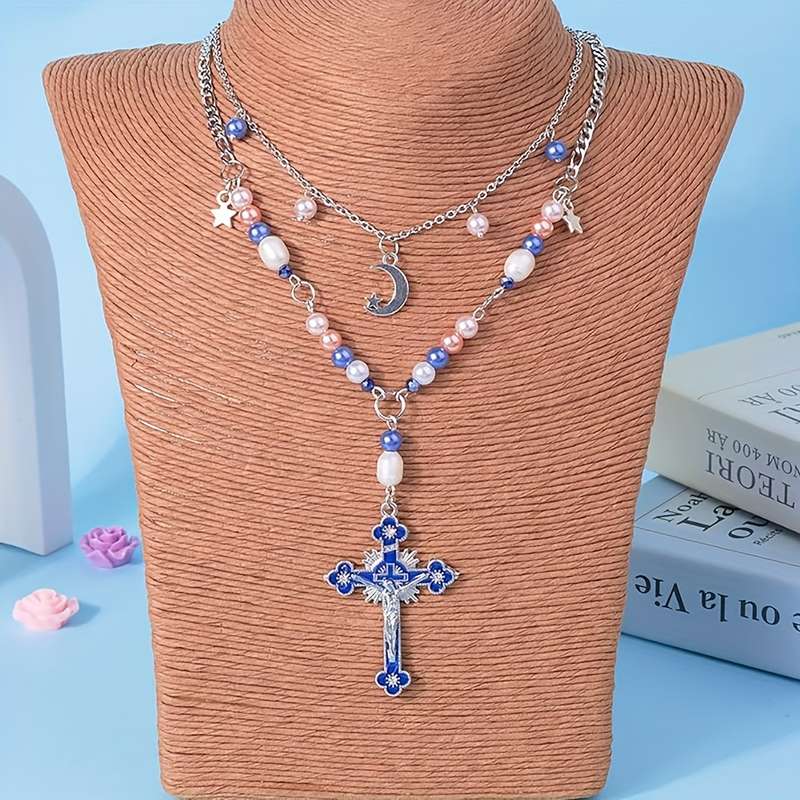 1 Piece Blue Jesus Theme Pendant