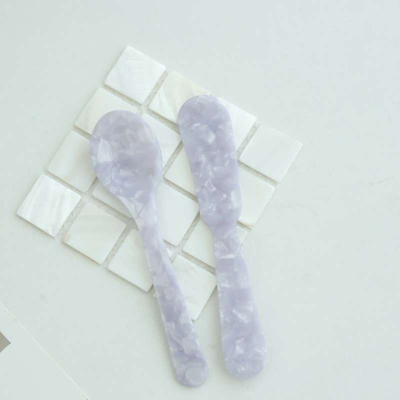 2pcs Acrylic Spoon and Butter Knife Set Shatter Resistant PMMA Kitchenware Light Purple Ivory