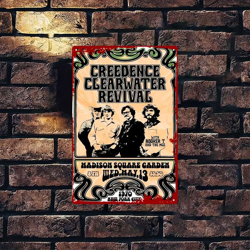 1pc Vintage Credence Clearwater Revival Metal Wall Art 20.32x30.48 cm Retro Iron Painting for Hom