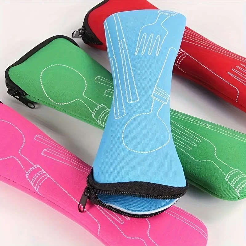 1pc Cutlery Storage Box Leak-proof Rust-proof Portable Utensil Bag with Zipper Perfect for Camping