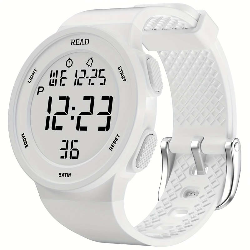 1pc Cute Round Digital Watch Stainless Steel Strap Chronograph High-Resolution LED Ultra HD Display