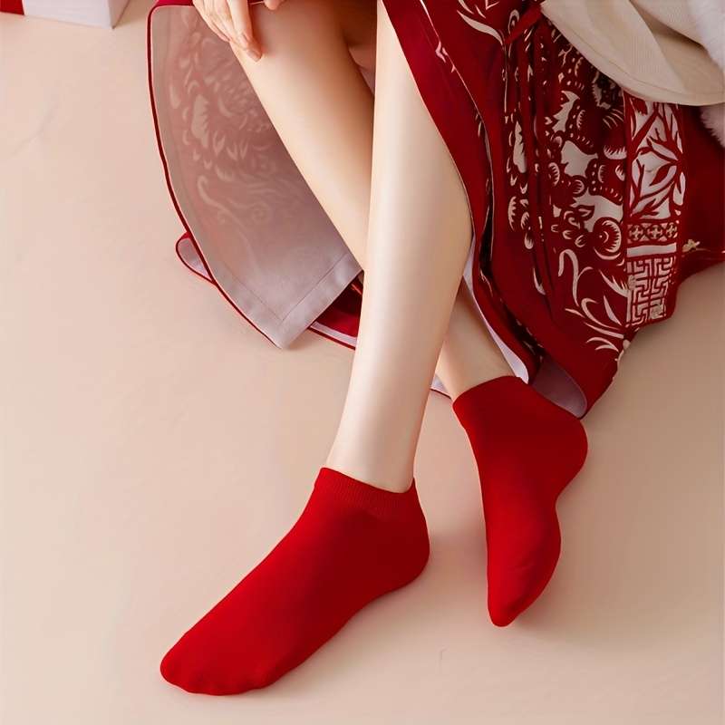 5 Pairs Red One Size High Elastic Socks