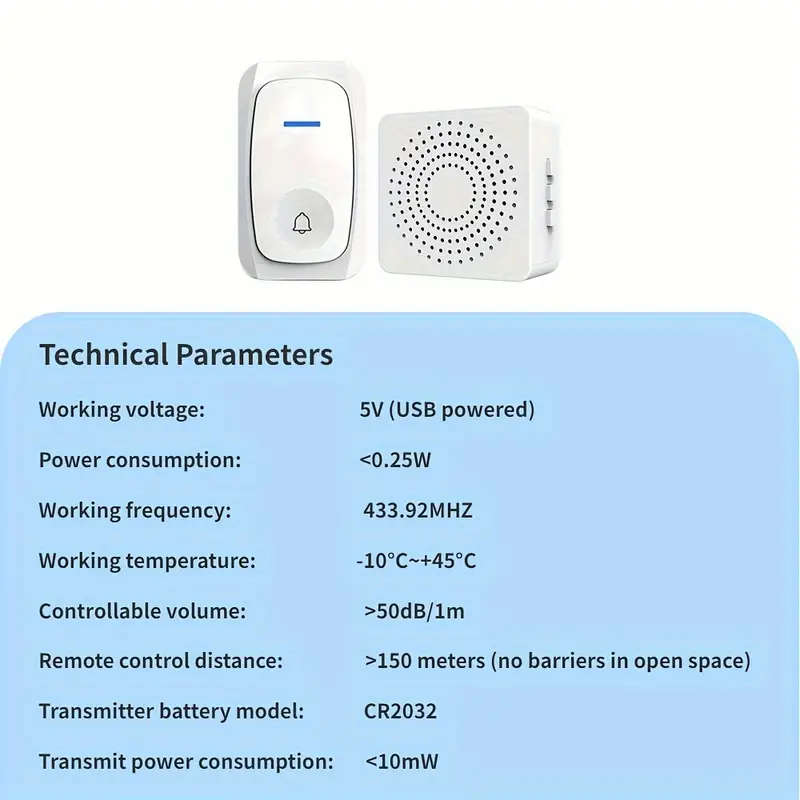 1pc Wireless Smart Doorbell 38 Chime Switching Outdoor Electronic Long Distance Remote Control Jingl