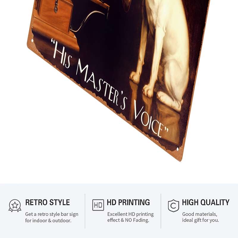 1pc Room Decor  Vintage His Master's Voice Dog and Gramophone 1 Waterproof Iron Art Poster 2