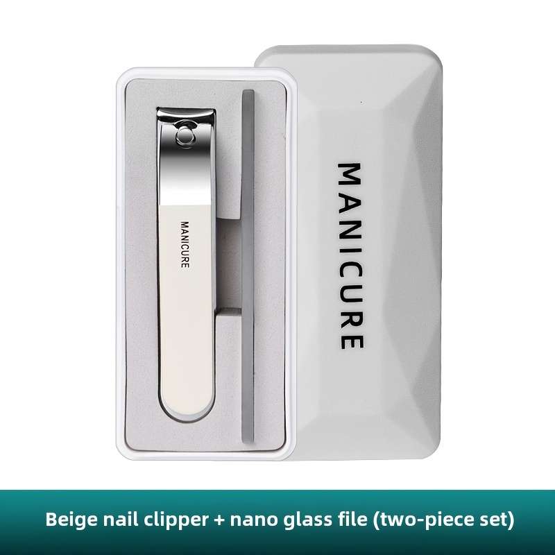 2pcs Classic Stainless Steel Nail Clippers and Nail File Set with Storage Case Sharp Concave E