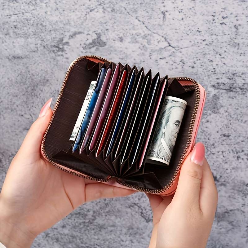 1pc Foldable PU Wallet Organizer for Women Cute Bee Design Multi-Card Holder Zippered Accordion
