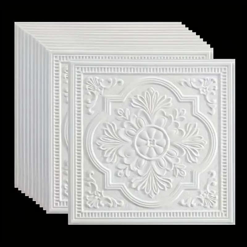40pcs Elegant White 3D Floral and Geometric Pattern Wall Stickers