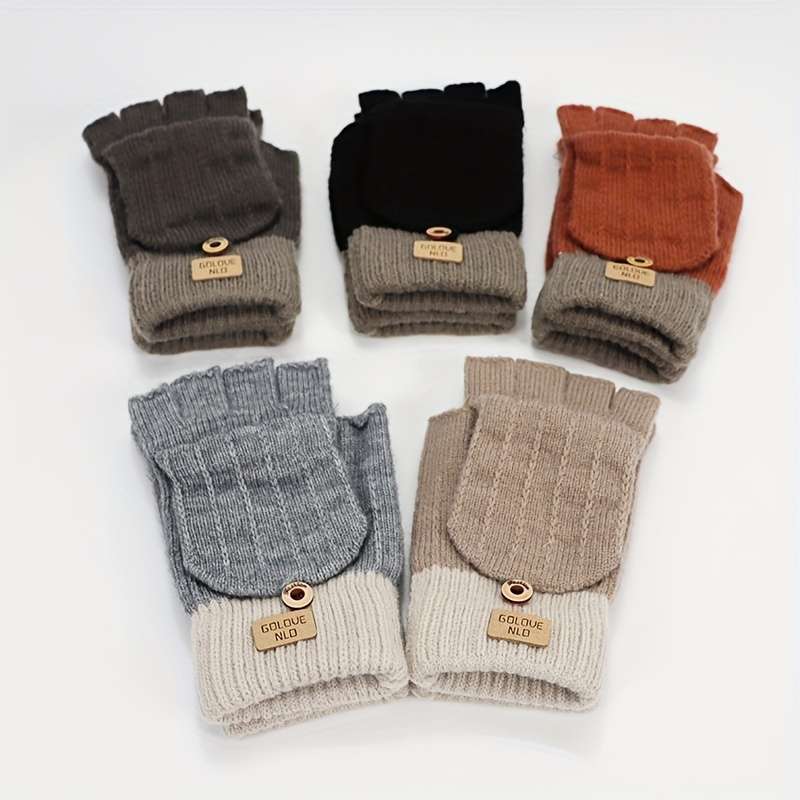 1 Pair Dark Gray Warm Gloves