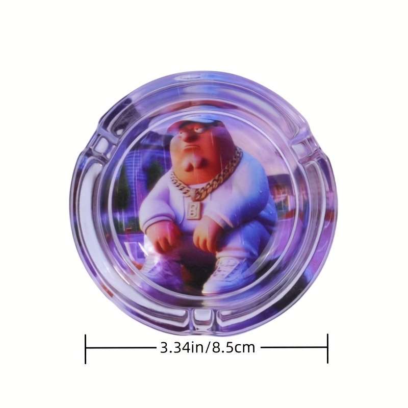 1pc Cartoon Flower Pattern Glass Ashtray 85mm Round Ashtray Family Style Glass Ashtray Smok
