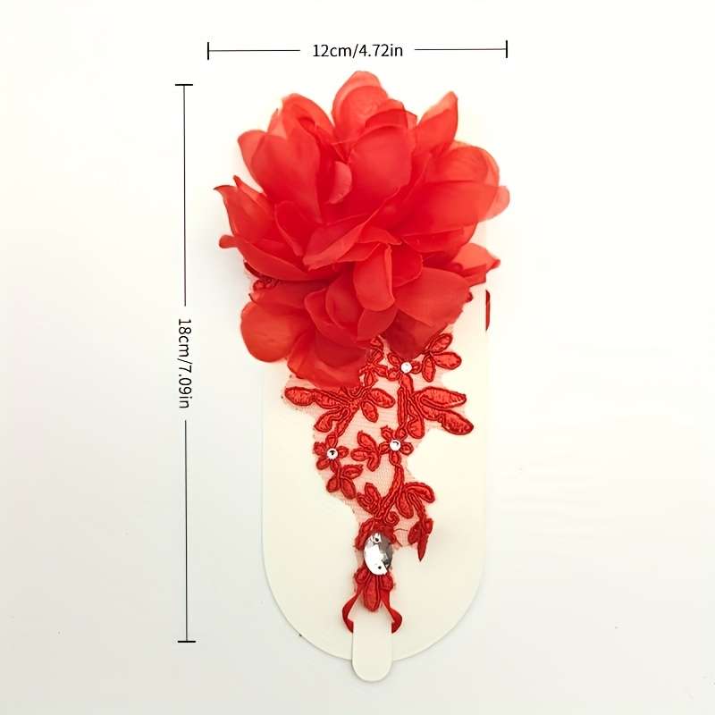 1 Pair Red One Size Elegant Bridal Lace Gloves