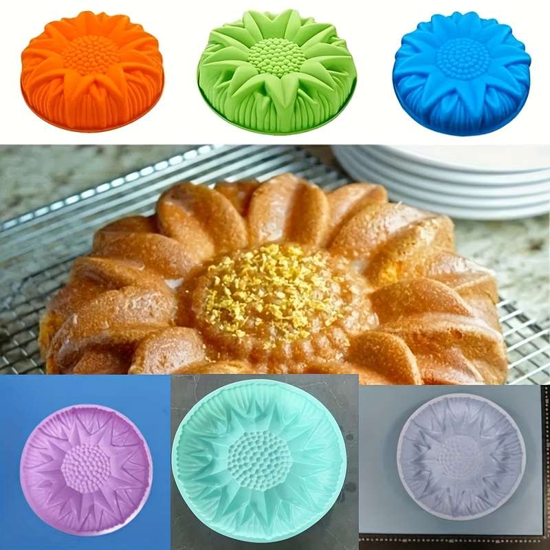 1pc Large Silicone Sunflower Shape Pastry Cake Mold Baking Tools Kitchen Accessories Random Col