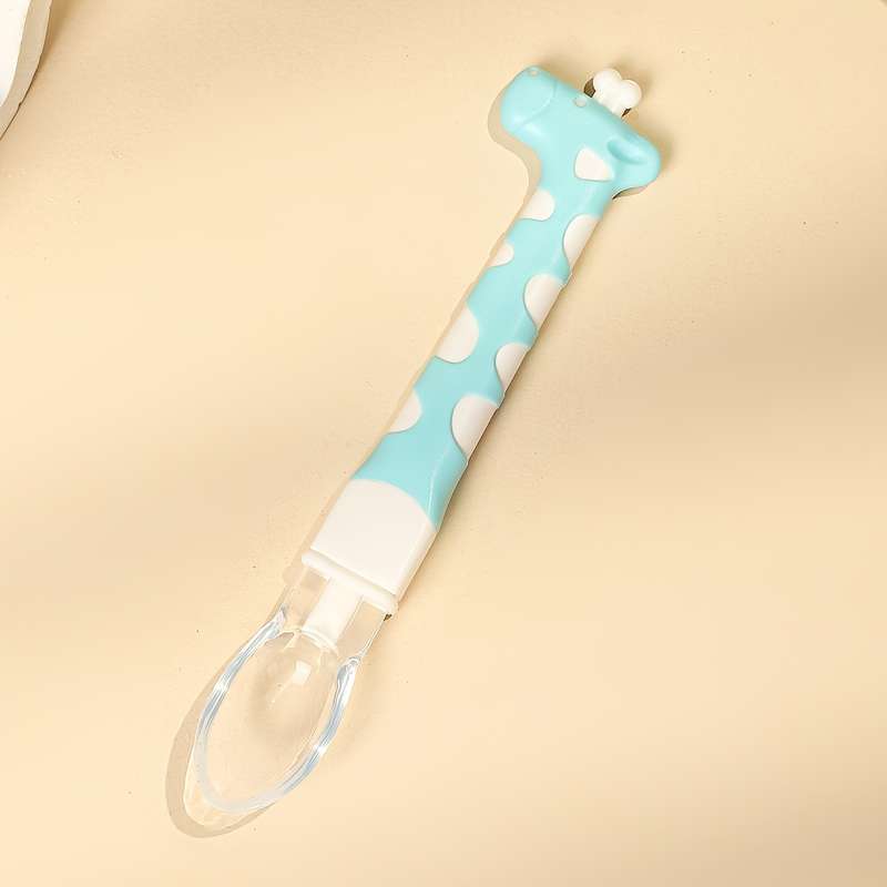 1pc Cute Giraffe-Shaped Silicone Baby Feeding Spoon Soft Food-Grade Silicone Spoon for Infants