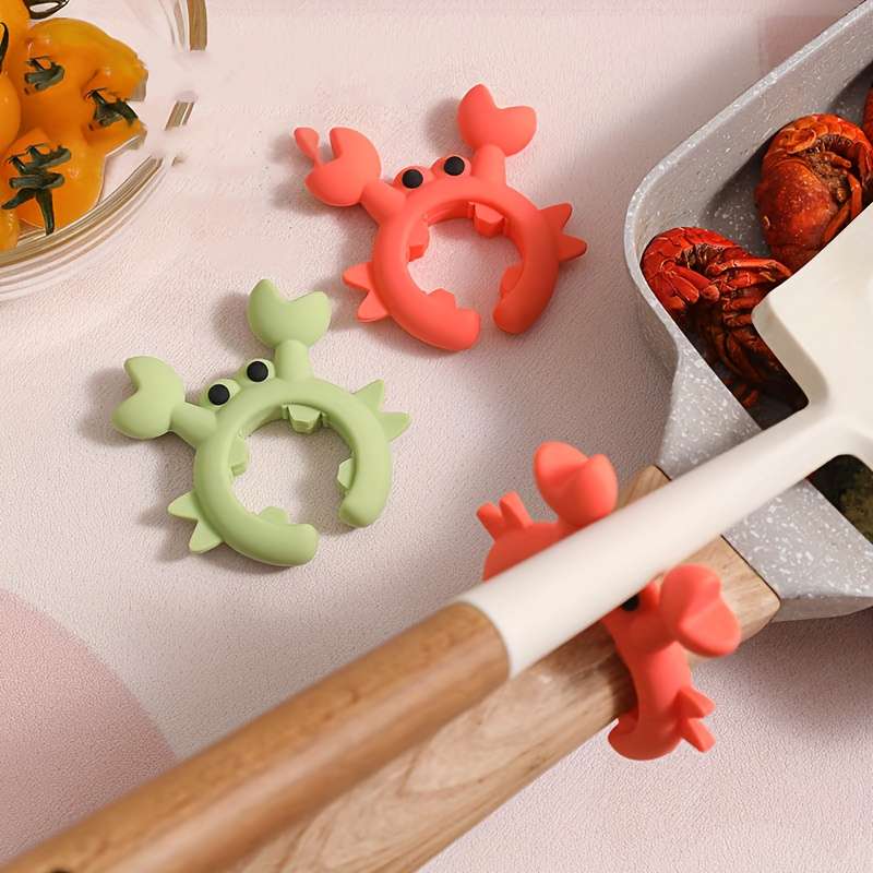 Silicone Spoon Rest Set of 2 Cute Crab Octopus Design Heat-Resistant Spoon Holder for Kitch