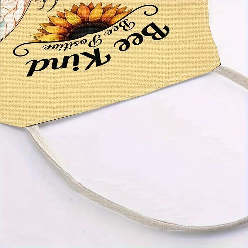 Set of 1 Bee-Themed Linen Apron Sleeveless Cooking Apron with Positive Affirmations Print Wov