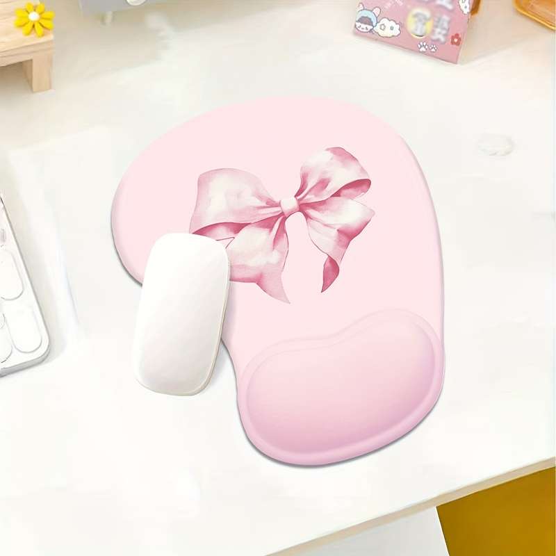 1pc Soft Pink  Thickened And Soft Pink Bow Mouse Pad for Girls Perfect for Offic