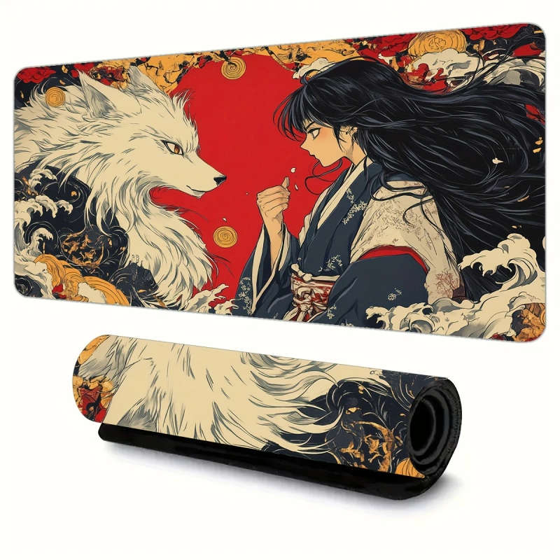 1pc 30x80cm Ergonomic Non-Slip Rubber Mouse Pad with Vibrant Anime Design