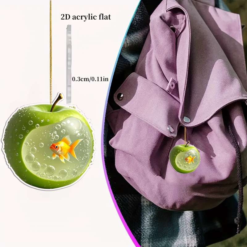 1pc 2D Flat   Art Apple and Goldfish Pendant Fashionable Fruit Hanging Decoration Suitable