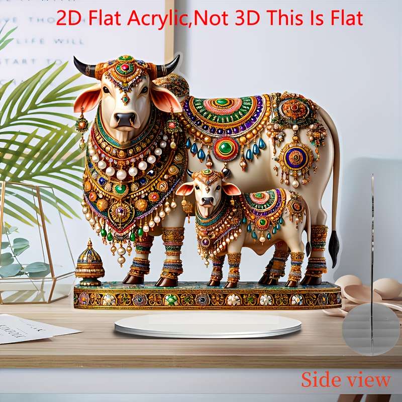 1pc 2D Flat   Bohemian Style Rich Cow Pattern Decorative Plaque Signage Home And Holiday Decorat