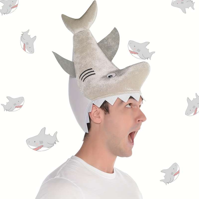 1pc Cozy Vibrant Plush Gray Shark Hat Cute Shark Hat Funny Party Animal Hat Fish Hat Nove