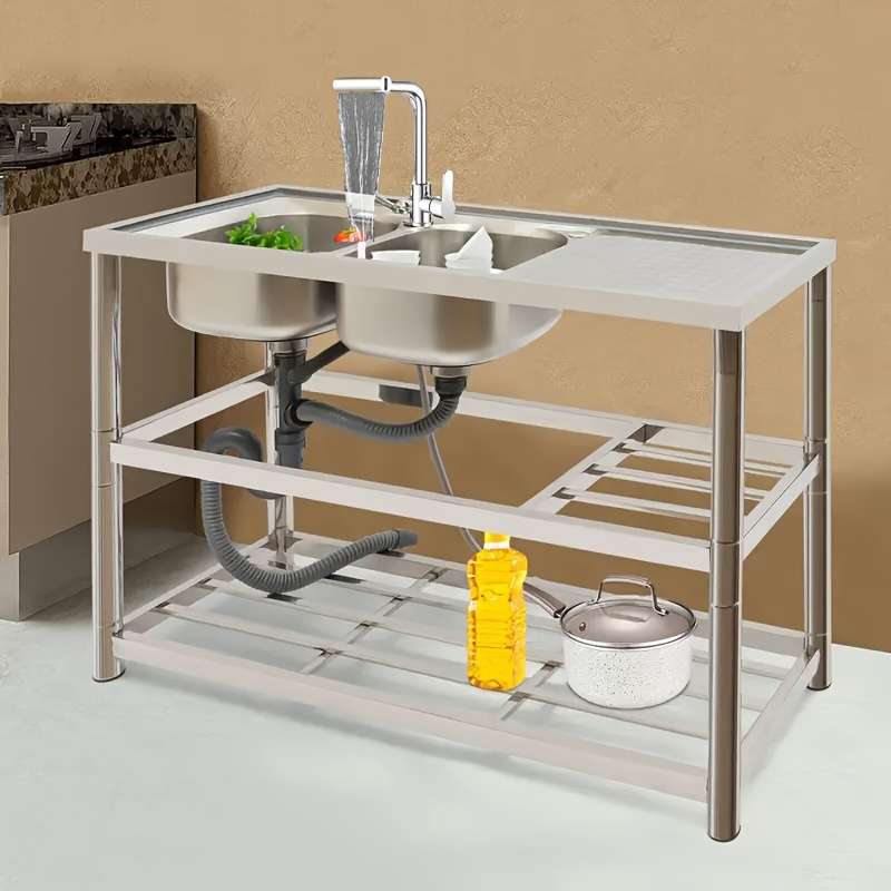 1pc Commercial Not Four Modes Of Outlet Kitchen Faucet With Sprayer Plus 60CM Inlet Pipe Rotary Sp