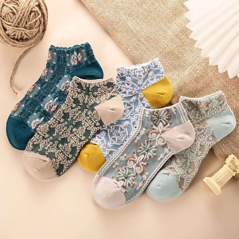 5 Pairs Mixed Color One Size High Elastic Socks