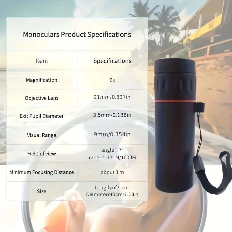 1pc Mini High-Definition Monocular Telescope Portable 10X Magnification 25mm Objective Lens Manual F