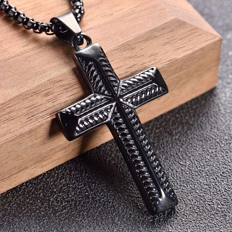 1 Piece Black Pendant Add Chain 60cm Jesus Theme Pendant