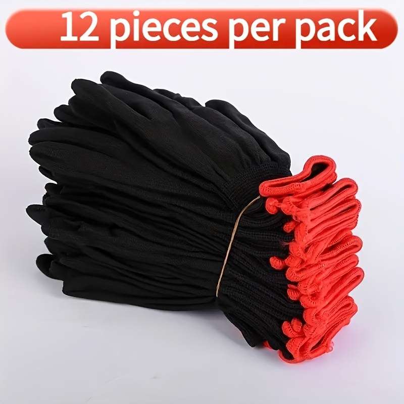 6 Pairs Black Multi Purpose Work Gloves